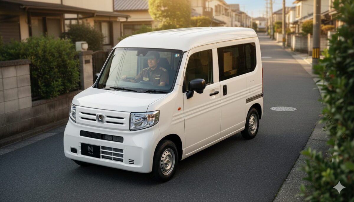 N-VANで荷物を配送する運送会社の男性スタッフ