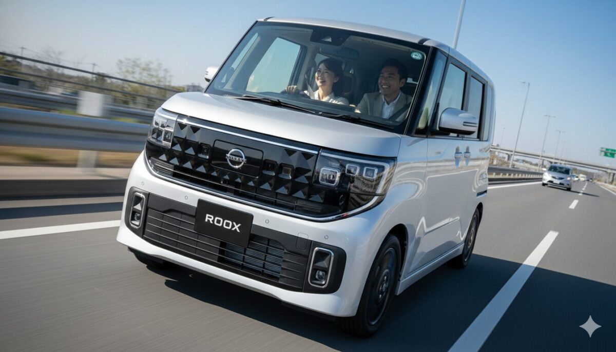 ルークスで高速道路を走行する女性ドライバーと助手席の男性