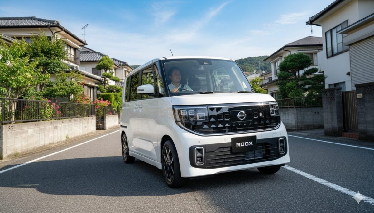ルークスで坂のある住宅街の道を走行する男性