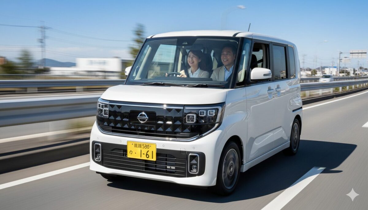 ルークスで高速道路をドライブする男女