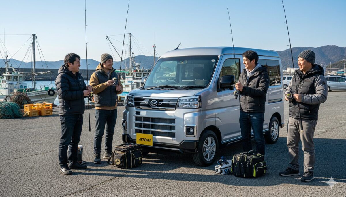 シルバーのアトレーで釣りに来た４人の男性