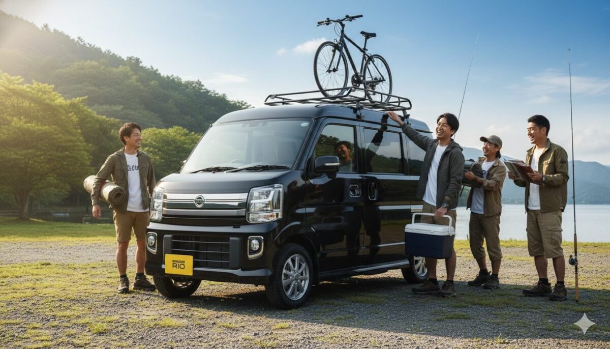 クリッパーリオでキャンプに来た男性4人組