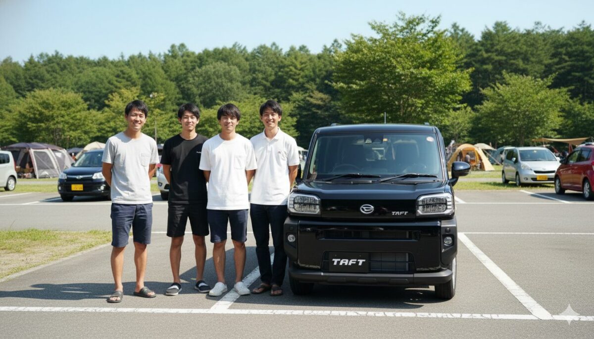 タフトでキャンプ場にやってきた20代の男性4名