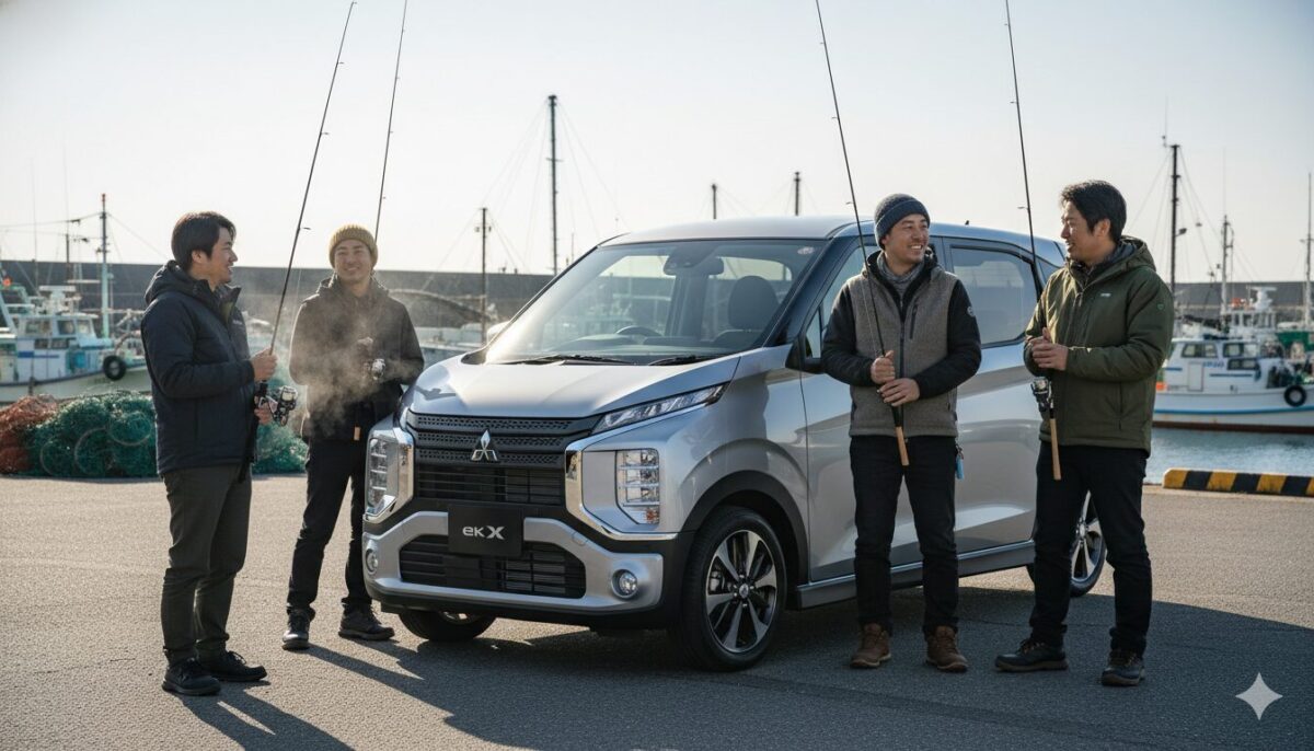 ekクロスで釣りにやってきた男性4人