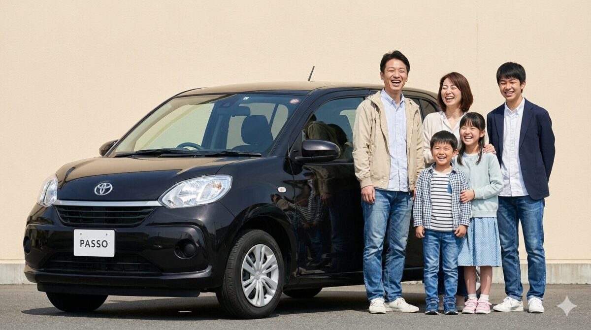 黒のパッソと5人家族