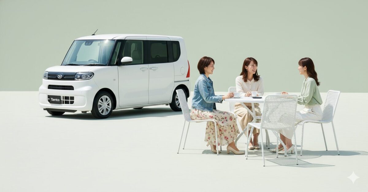 白いタントのそばで談笑する女性グループ