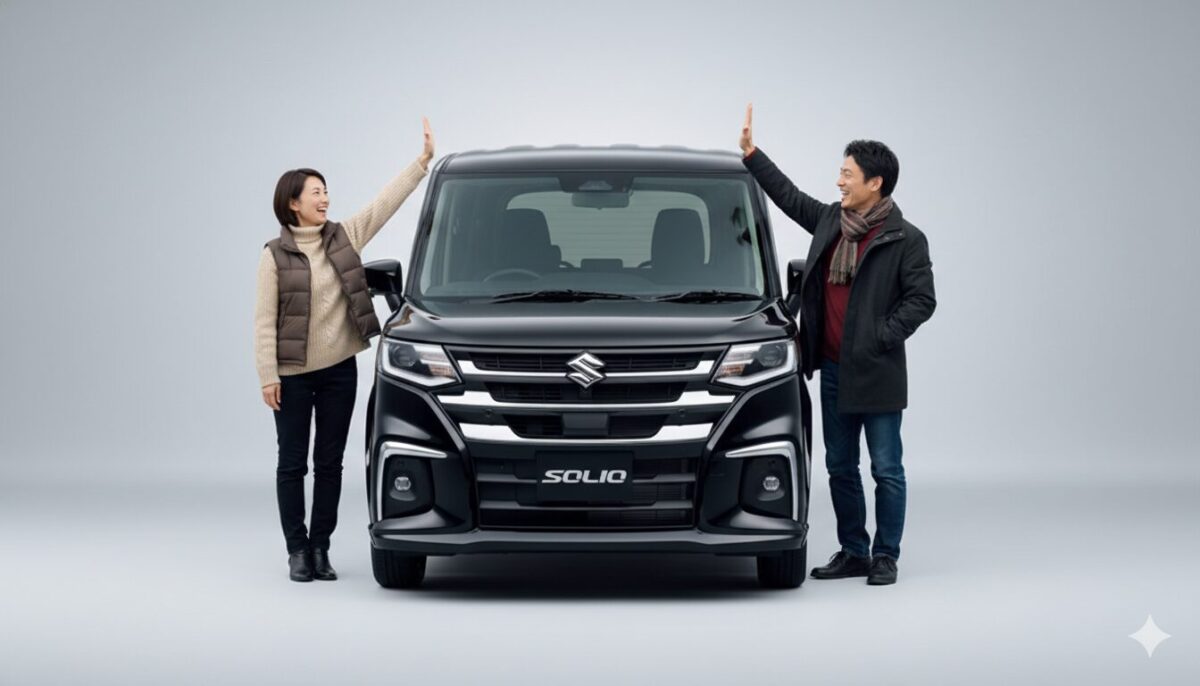 ソリオの両脇でハイタッチをしようとする男女