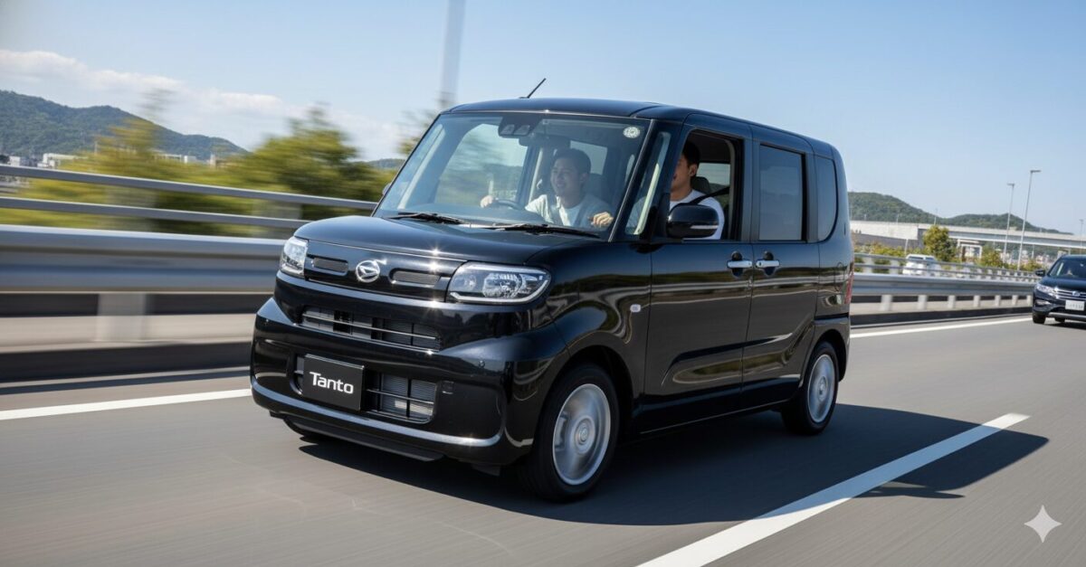 黒いタントを運転して高速道路を走る30代の男性