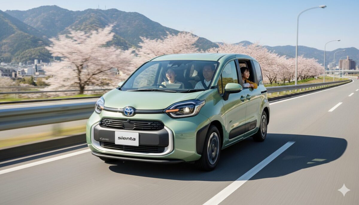 家族連れを乗せたシエンタが高速道路を走行している