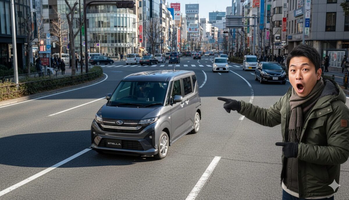 道端でステラを見かけて驚く男性