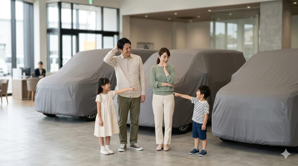 ディーラーで軽自動車でどれを選ぶか意見が割れる家族