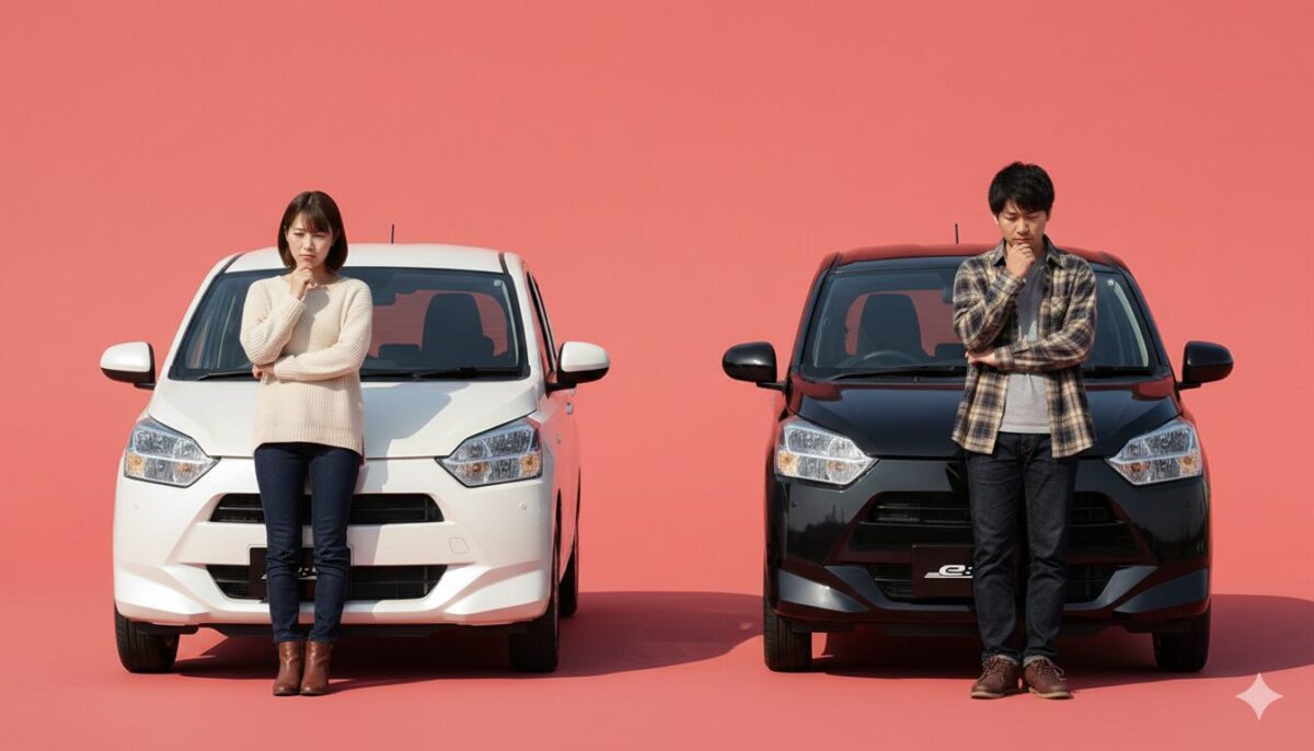 ミライースのグレードで悩む男女