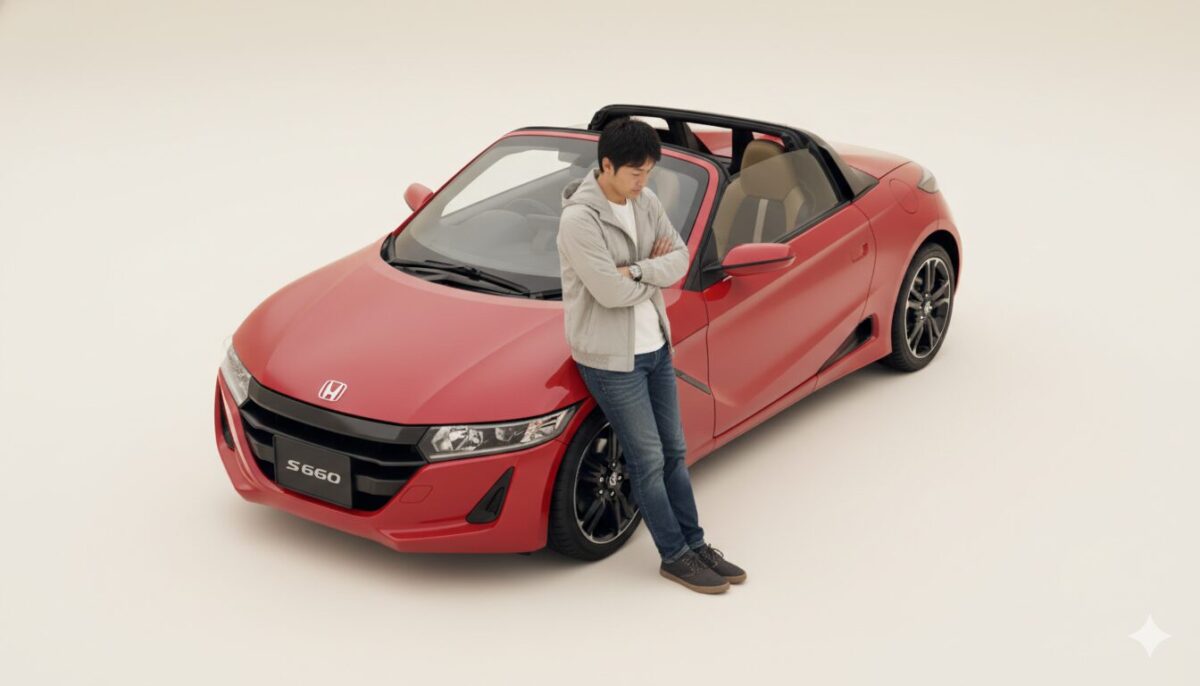 S660に寄りかかる男性