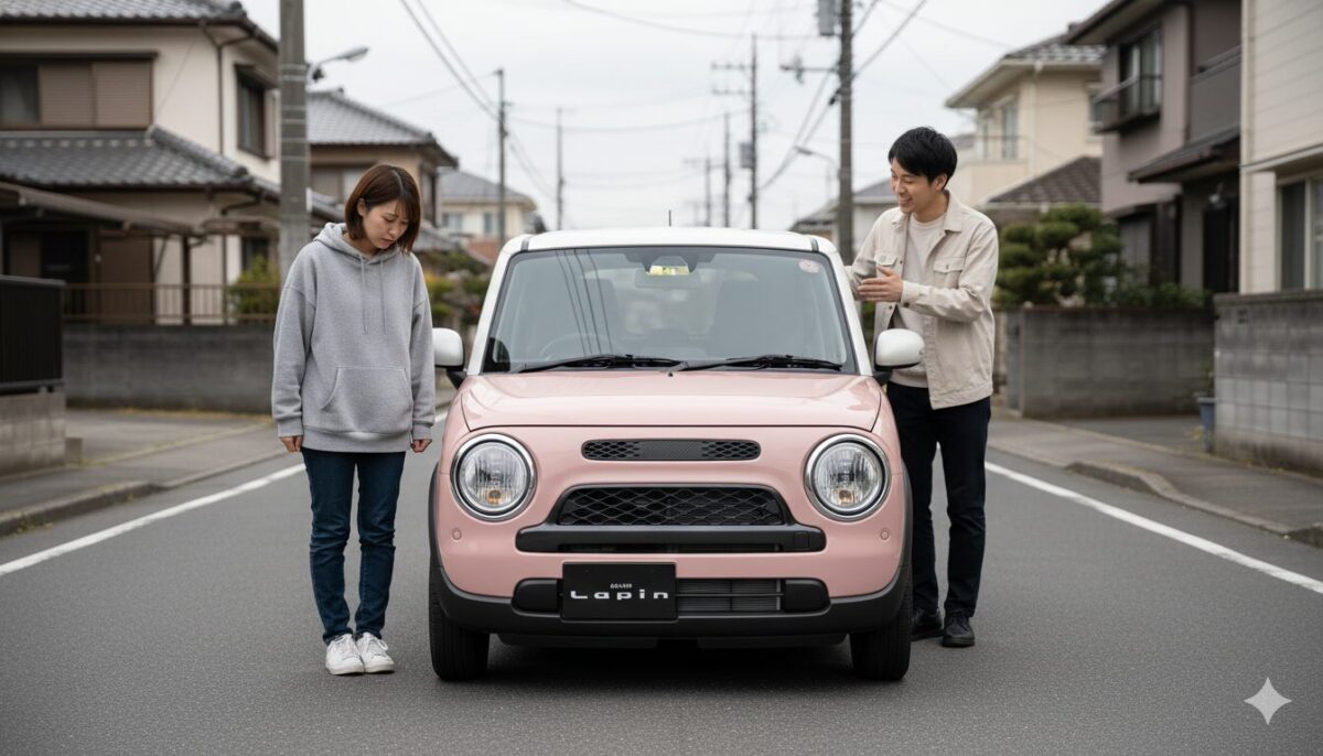 ラパンLCについて話し合う男女