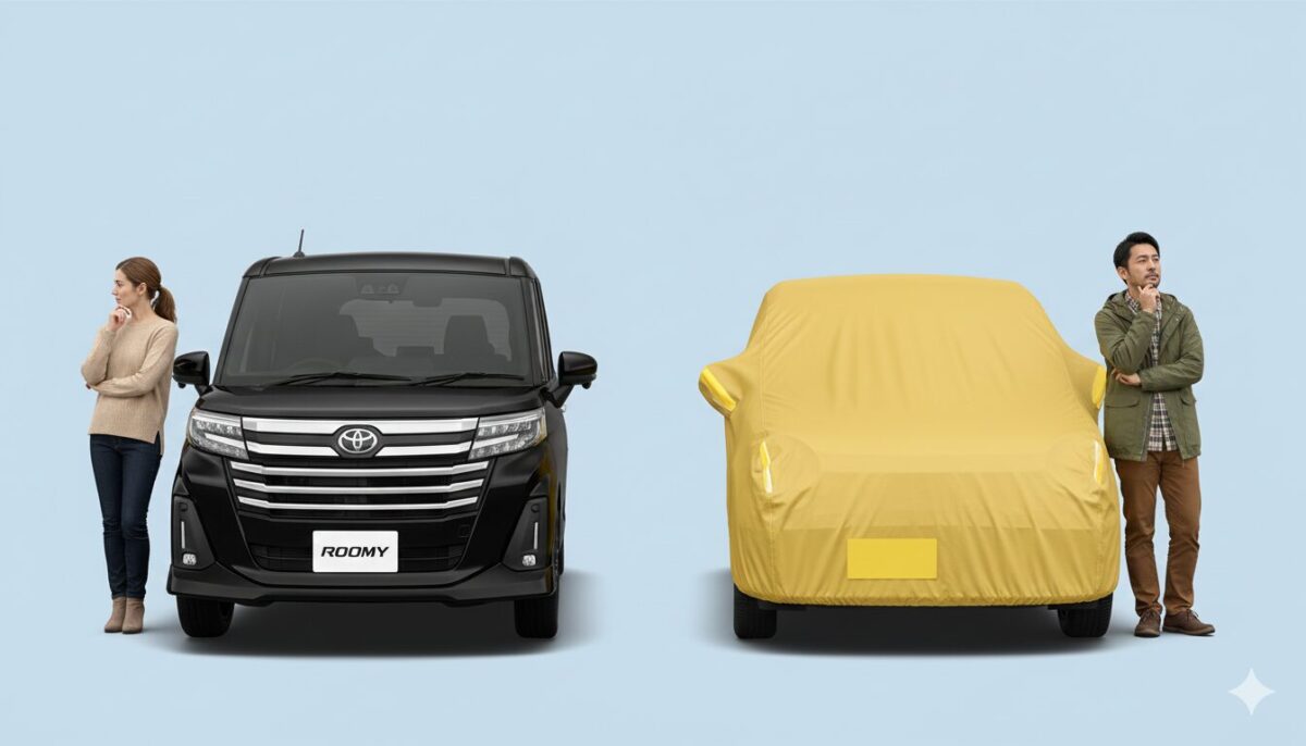 ルーミーか軽自動車かで迷う男女