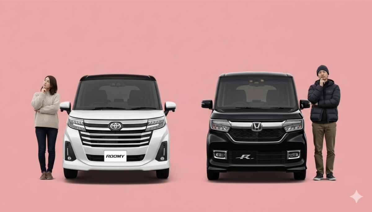 ルーミーとN-BOXで迷う男女