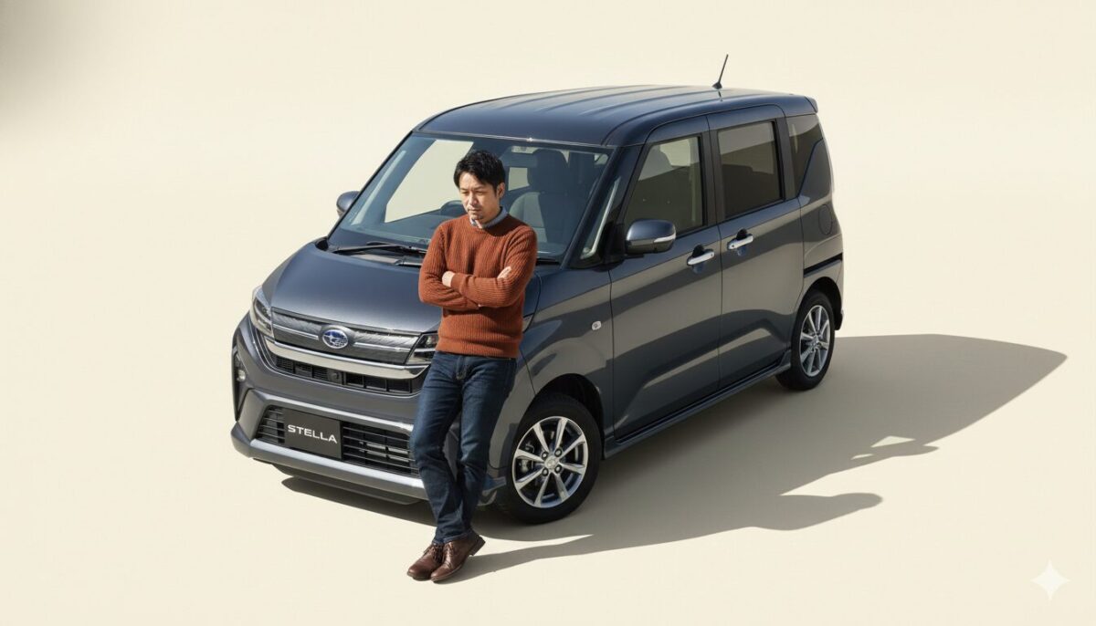 ステラに寄りかかって考え事をしている男性