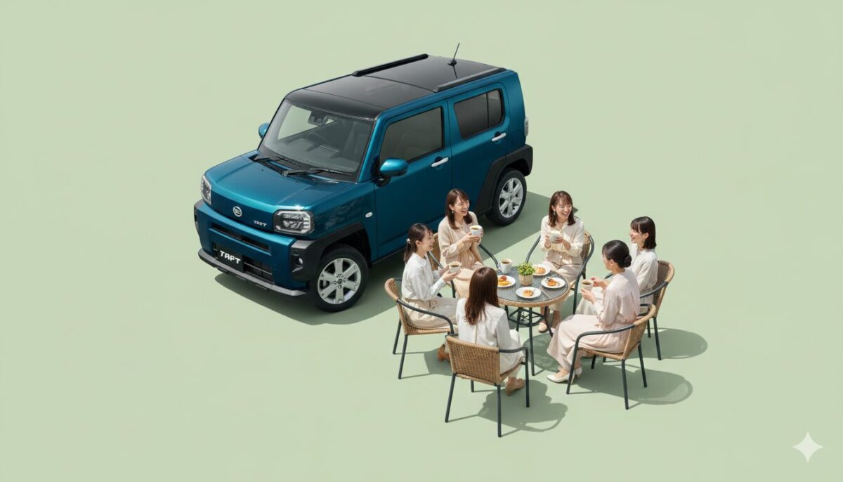 タフトの横で談笑する女性グループ