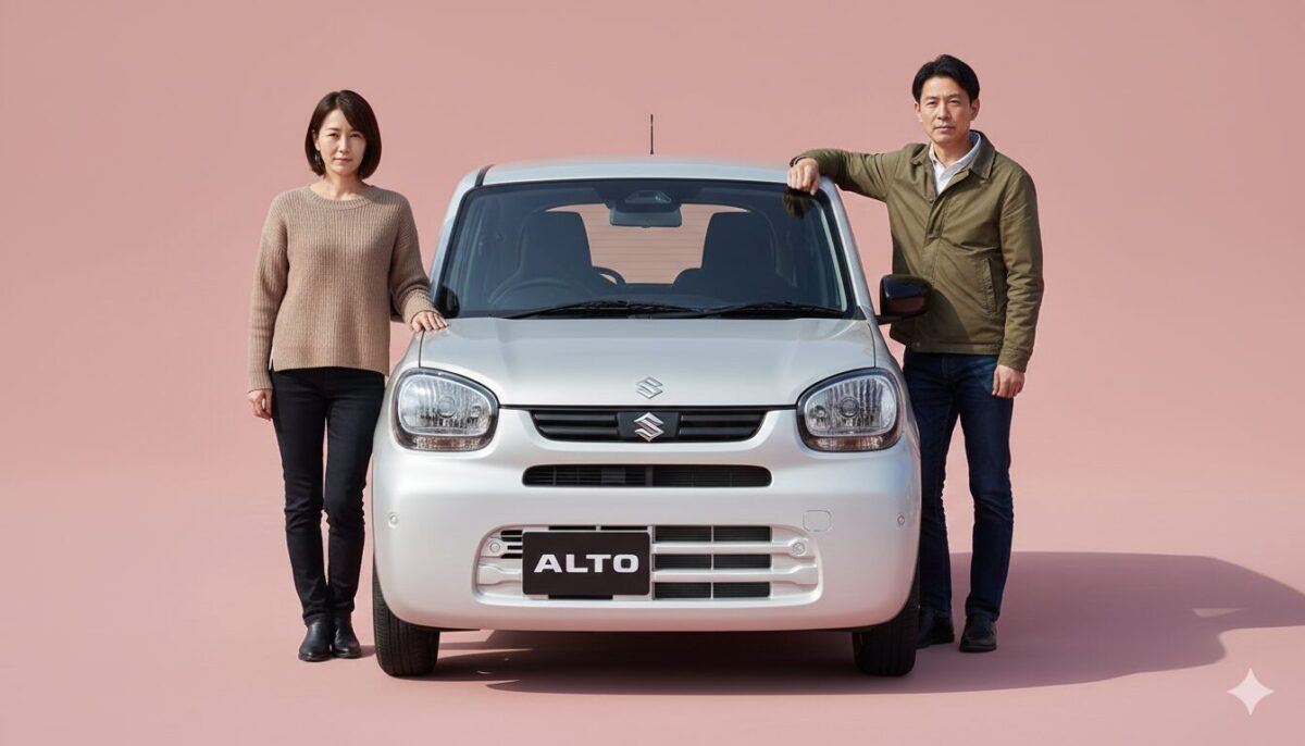 アルトに手を置き自信に満ち溢れた表情を浮かべる男女