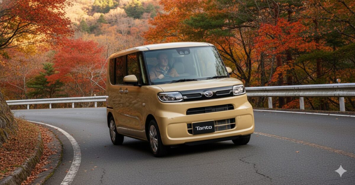 峠道を走行するタントカスタム