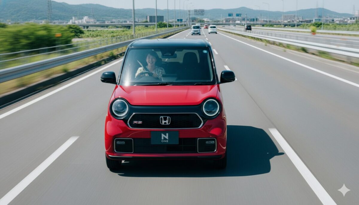 高速道路を疾走する赤のN-ONE