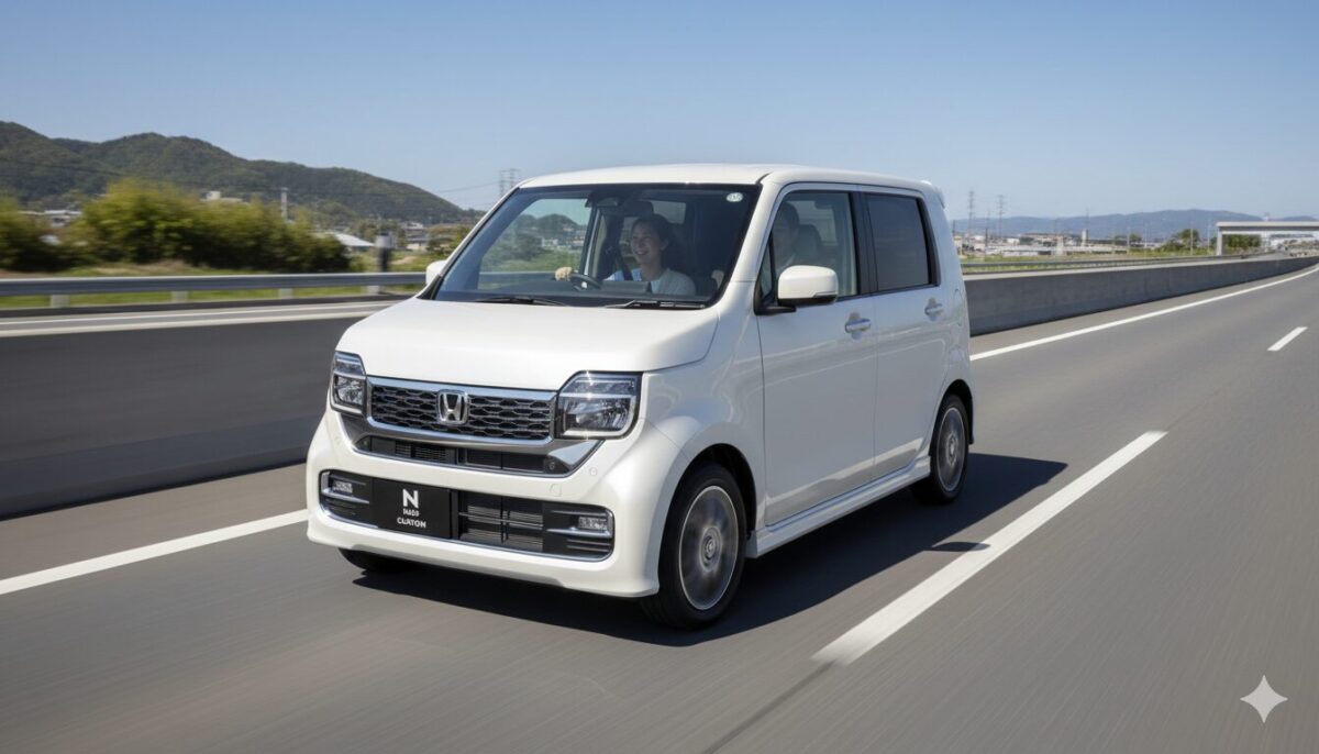 高速道路を走る白のN-WGN