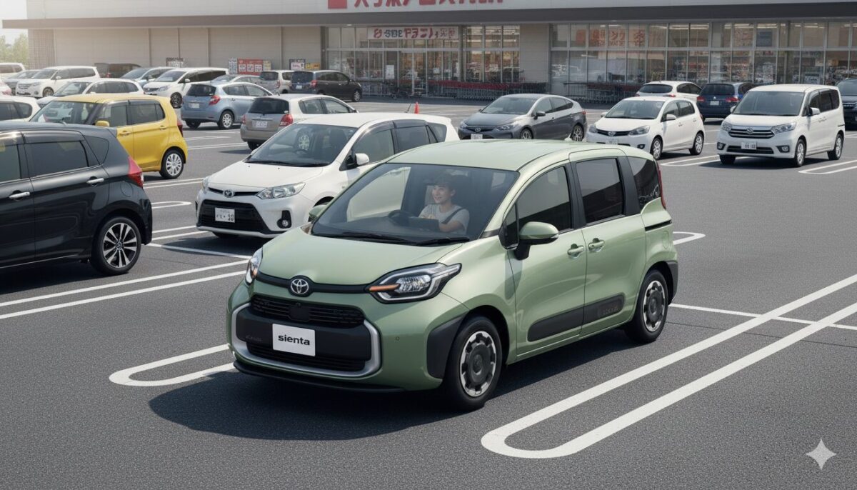 スーパーマーケットの駐車場に停車したシエンタ
