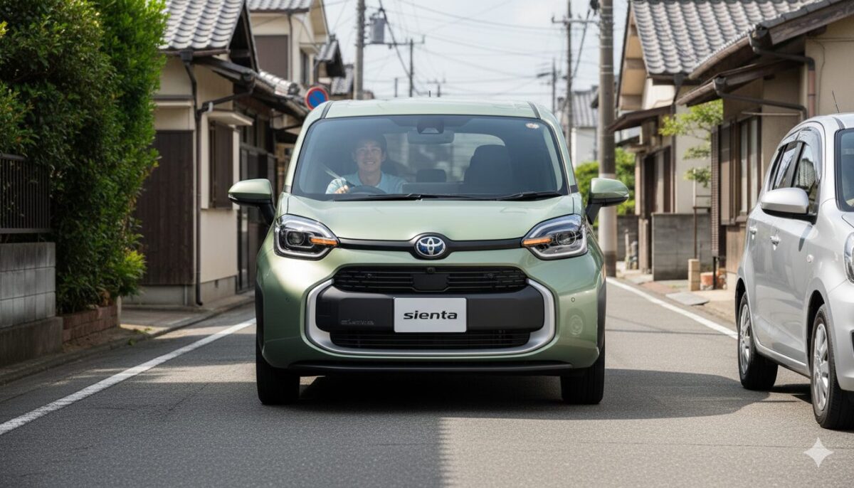 住宅地の狭い道を走行するシエンタ