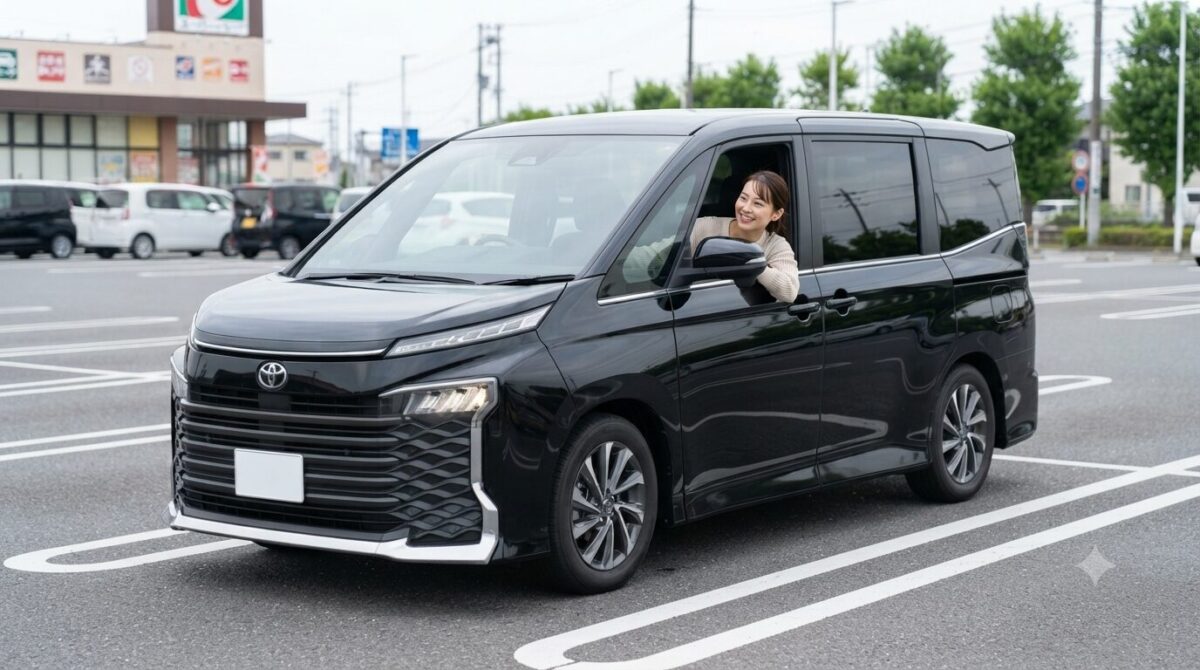 スーパーの駐車場に停めたヴォクシー