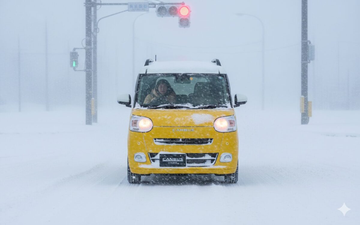 雪道を走行するムーブキャンバス