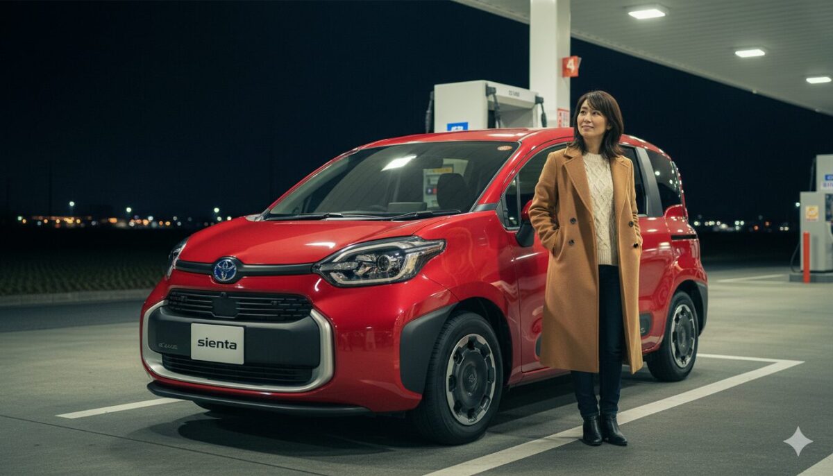 シエンタの給油のためにガソリンスタンドにやってきた女性